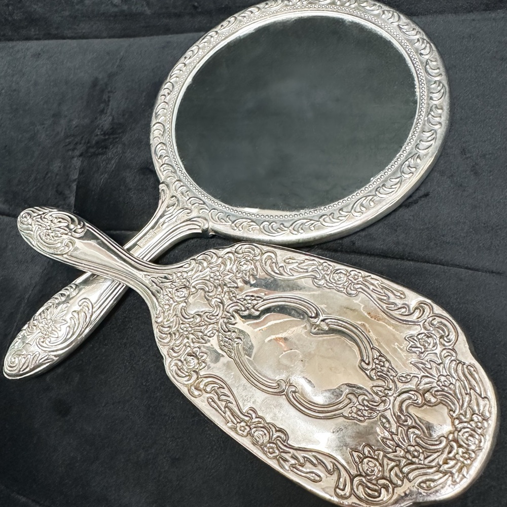 Elegance Silverplate Vanity Set - Hair Brush and Mirror